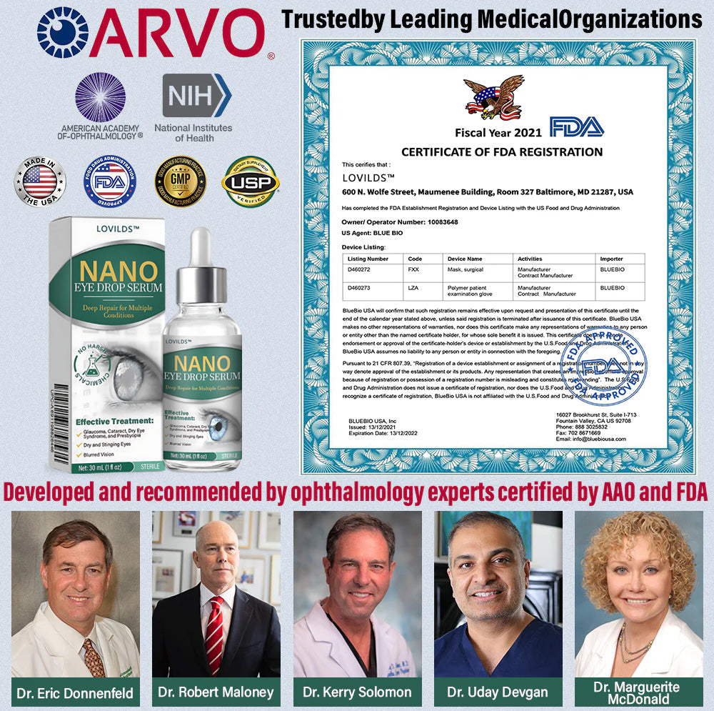 👩⚕️LOVILDS™ Nano Eye Drops Serum ✅FDA Approved(Suitable for presbyopia, dry eye syndrome, glaucoma, and cataracts) 👀